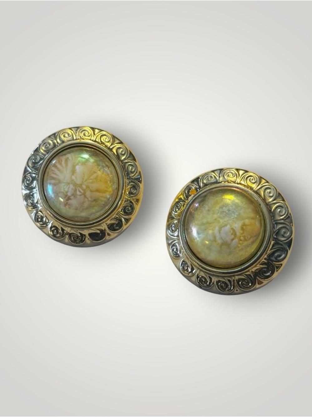 Gold-Tone Round Floral Post Back Earrings